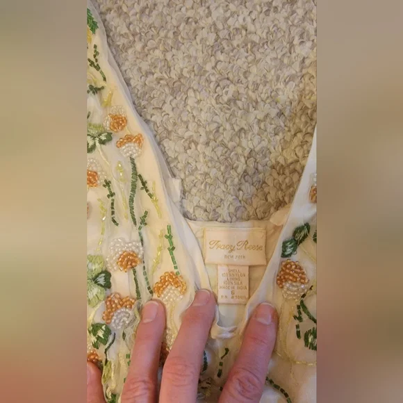 Tracy Reese Cream and Green Embroidered Dress MAKE AN OFFER 😉 💗 - Picture 7 of 12